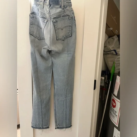 EB denim unravel original made with vintage Levi’s split hem jeans